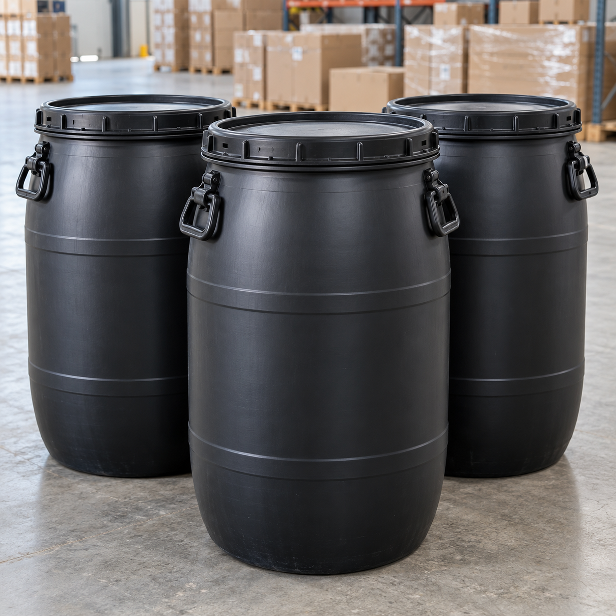 Illustration de barils noirs de 270 litres